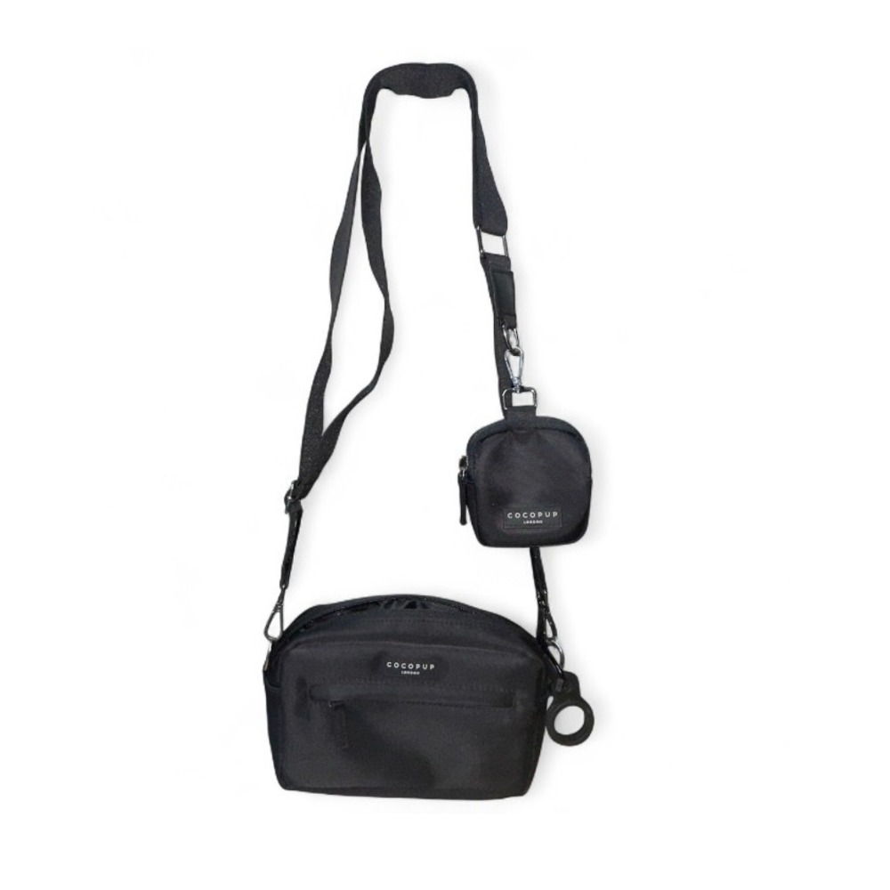 Cocopup London Black Nylon Crossbody Bag with‎ Detachable Pouch